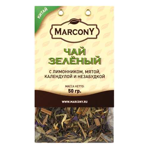 Чай Marcony зеленый с лимонником, мятой, календулой и незабудкой 50 г в Несте Ойл