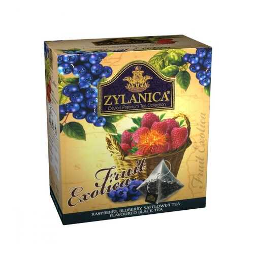 Чай Zylanica Fruit Exotica черный с малиной черникой лепестками сафлора 20 пирамидок в Несте Ойл