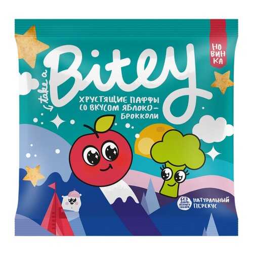 Экструдированные мультизлаковые фигурки Take a Bitey Паффы со вкусом Яблоко-Брокколи 20 г в Несте Ойл