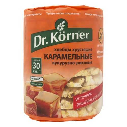 Хлебцы кукурузно-рисовые Dr.Korner карамельные без глютена 90 г в Несте Ойл