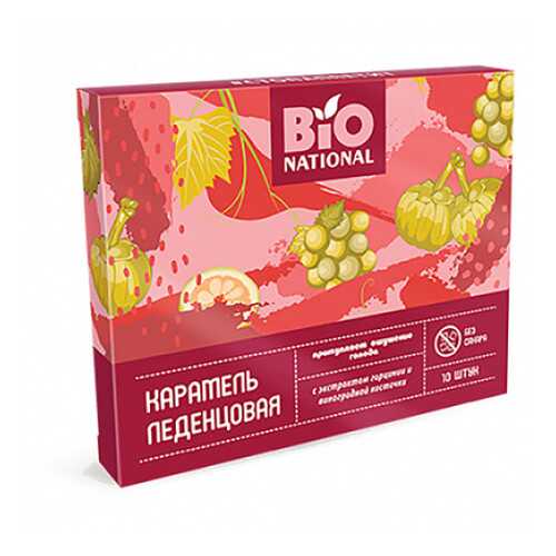 Карамель леденцовая с экстрактом гарцинии и виноградной косточки Bio National 32,5 г в Несте Ойл