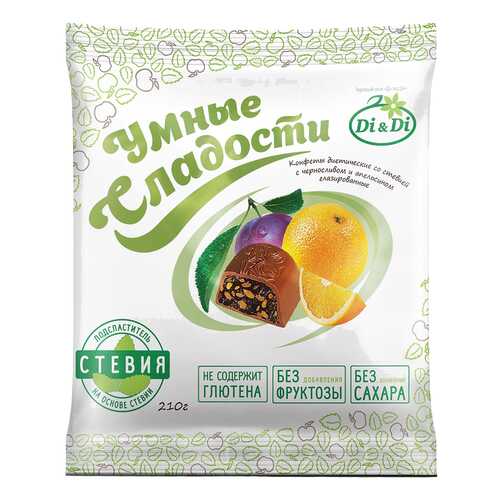 Конфеты глазированные Умные сладости со стевией черносливом и апельсином 210 г в Несте Ойл