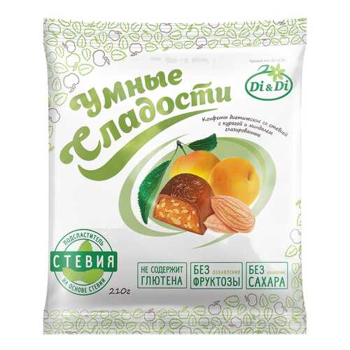 Конфеты со стевией Умные сладости с курагой и миндалем глазированные 210 г в Несте Ойл