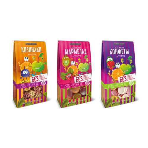 Микс Живые снеки Ассорти (Жевательные конфеты, 35г, Козинаки, 55г, Мармелад, 70г) в Несте Ойл