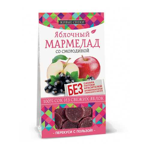 Мармелад яблочный Живые снеки со смородиной 90 г в Несте Ойл