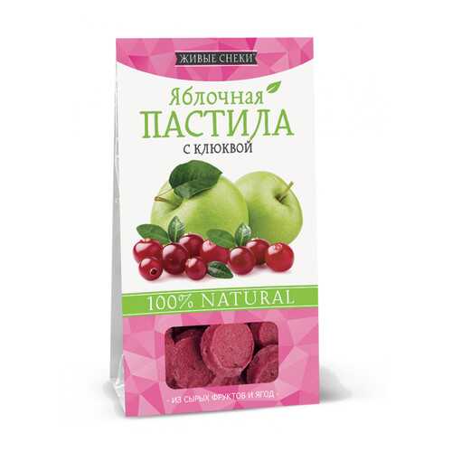Яблочная пастила Живые снеки с клюквой 4*35 г в Несте Ойл