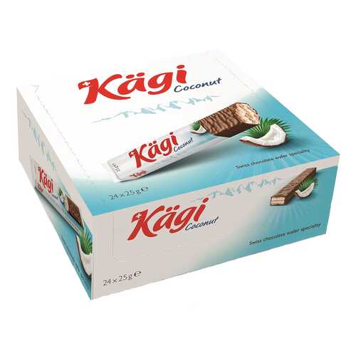 Вафли Kaegi Coconut с кокосовым крем в молочном шоколаде 24*25 г в Несте Ойл