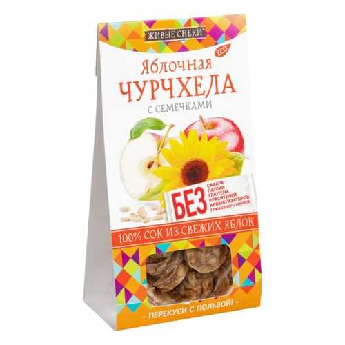 Чурчхела яблочная Живые снеки с семечками 90 г в Несте Ойл