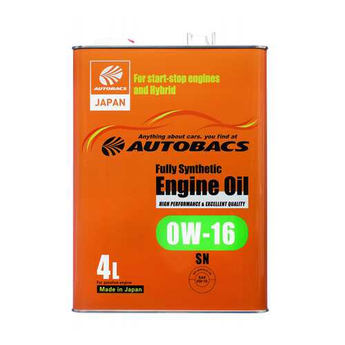 Моторное масло AUTOBACS ENGINE OIL FS 0W16 SN (4л) в Несте Ойл