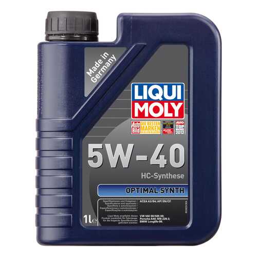 Моторное масло Liqui moly Optimal Synth 5W-40 1л в Несте Ойл