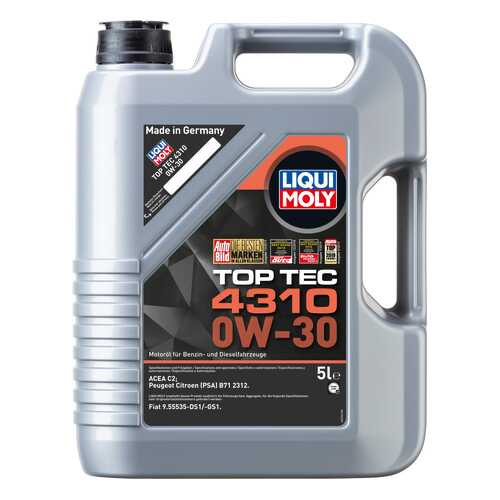 Моторное масло Liqui moly Top Tec 4310 0W-30 5л в Несте Ойл