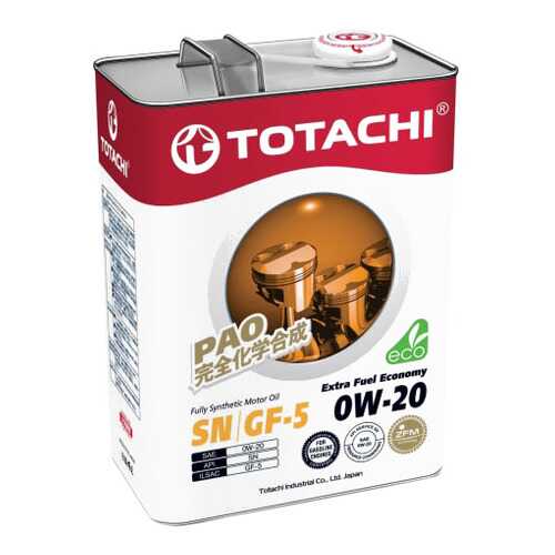 Моторное масло Totachi Extra Fuel Fully Synthetic SN 0W-20 4л в Несте Ойл